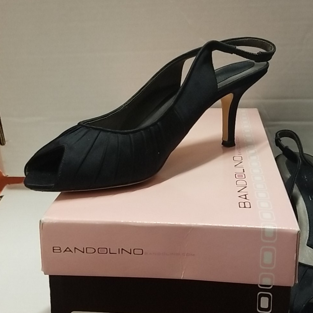 Satin strap back, open toe heels